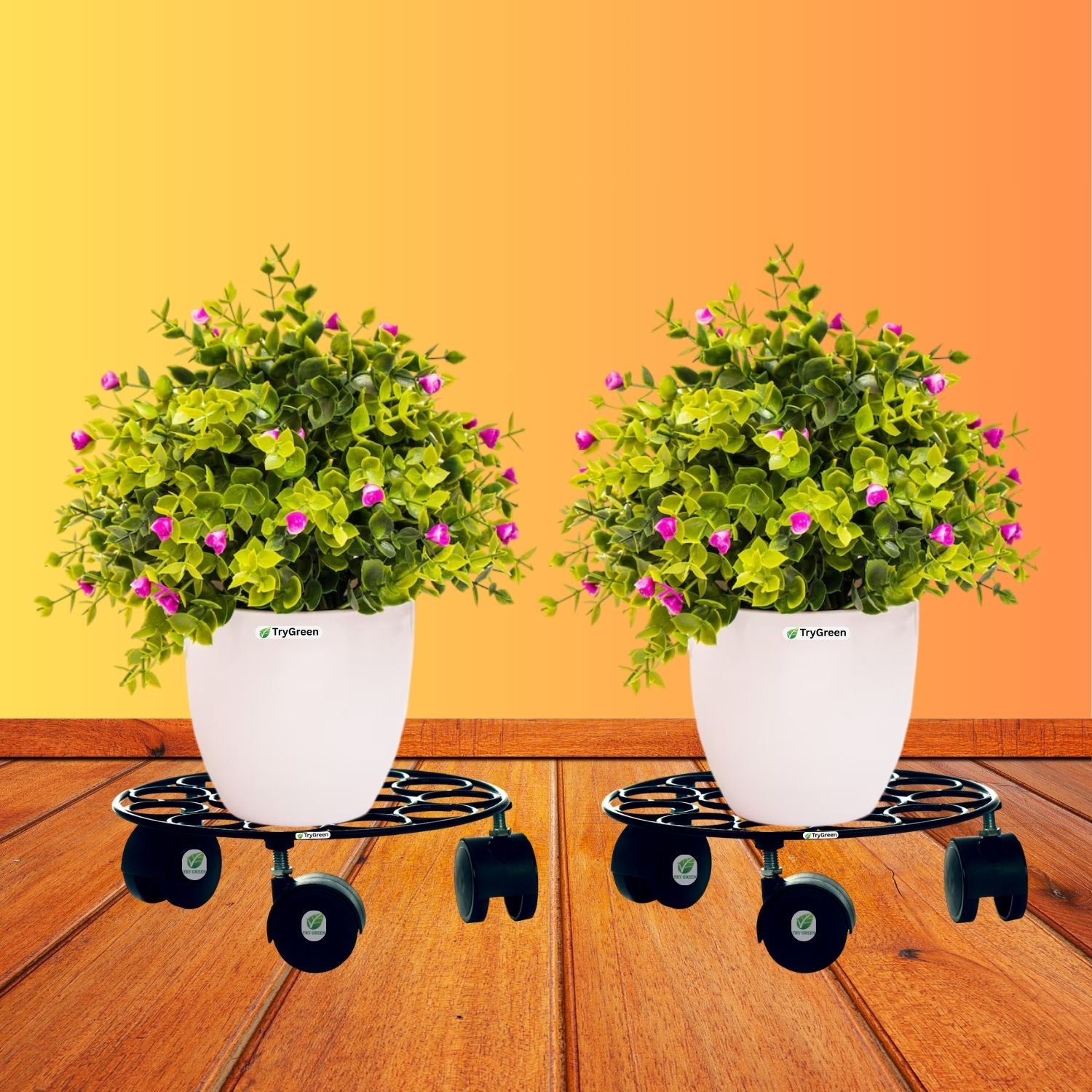 TryGreen Rings Wheel Rolling Plant Stand for Planters