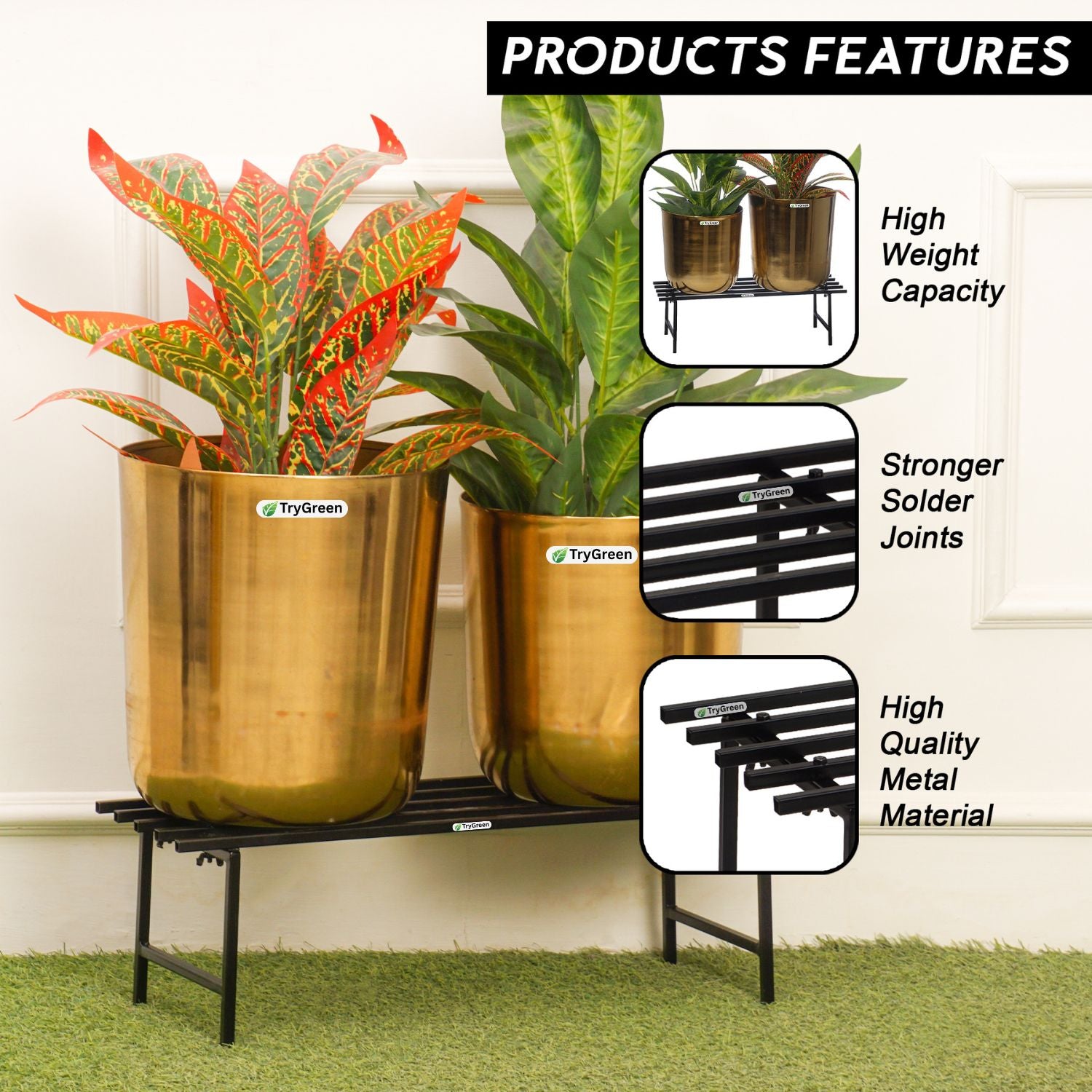 TryGreen Hexa Metal Pot Stands for Planters