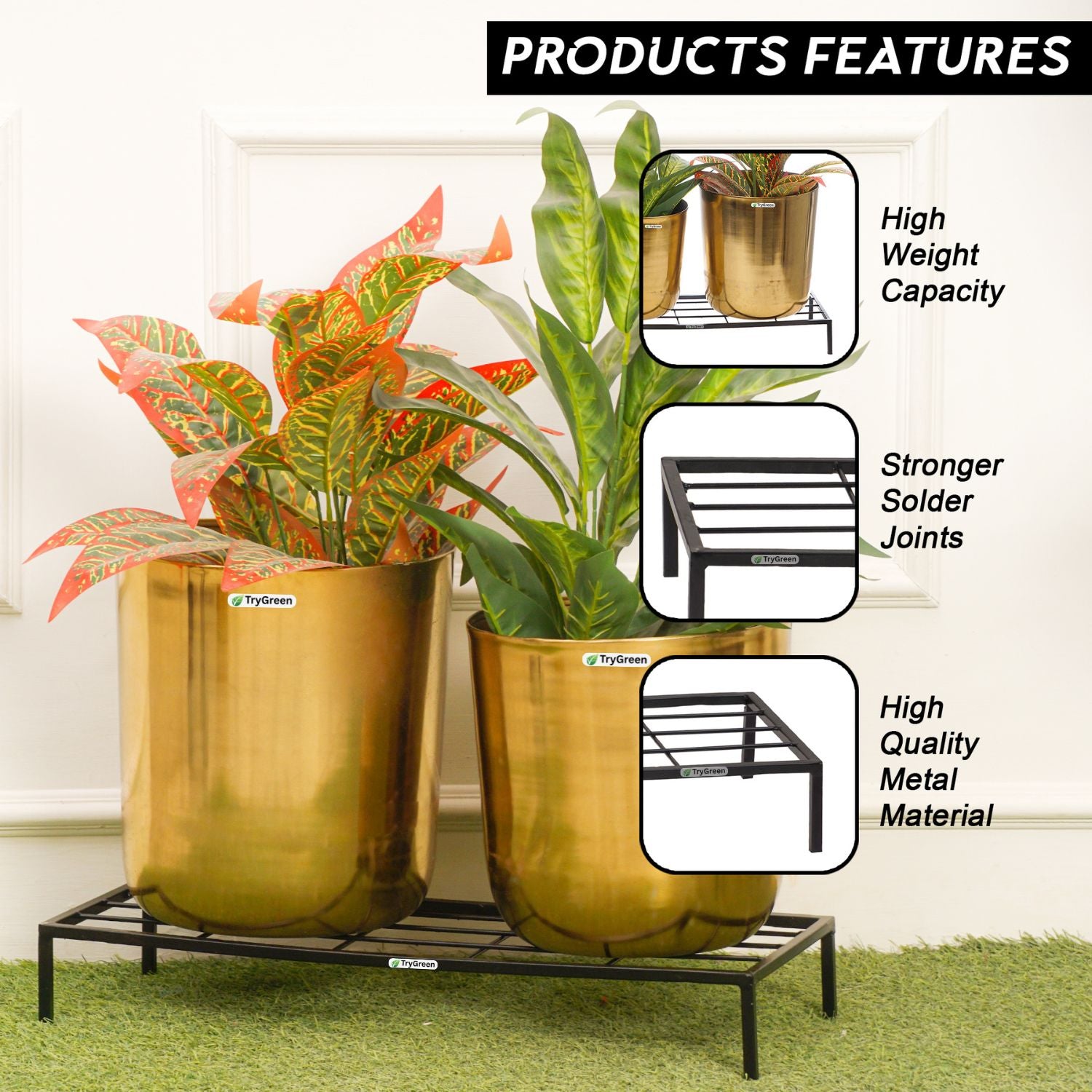 TryGreen Elara Metal Pot Stands for Planters