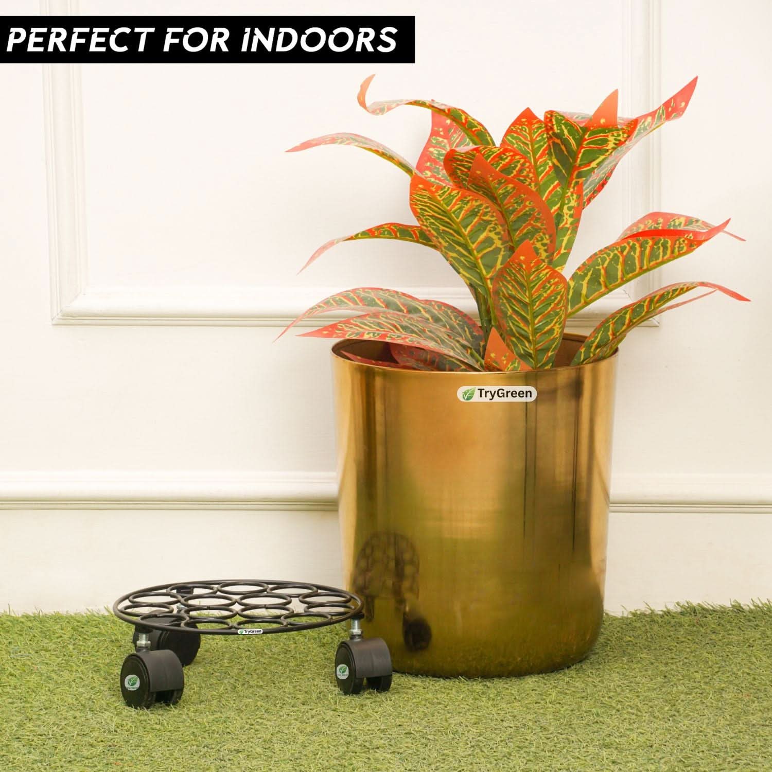 TryGreen Rings Wheel Rolling Plant Stand for Planters