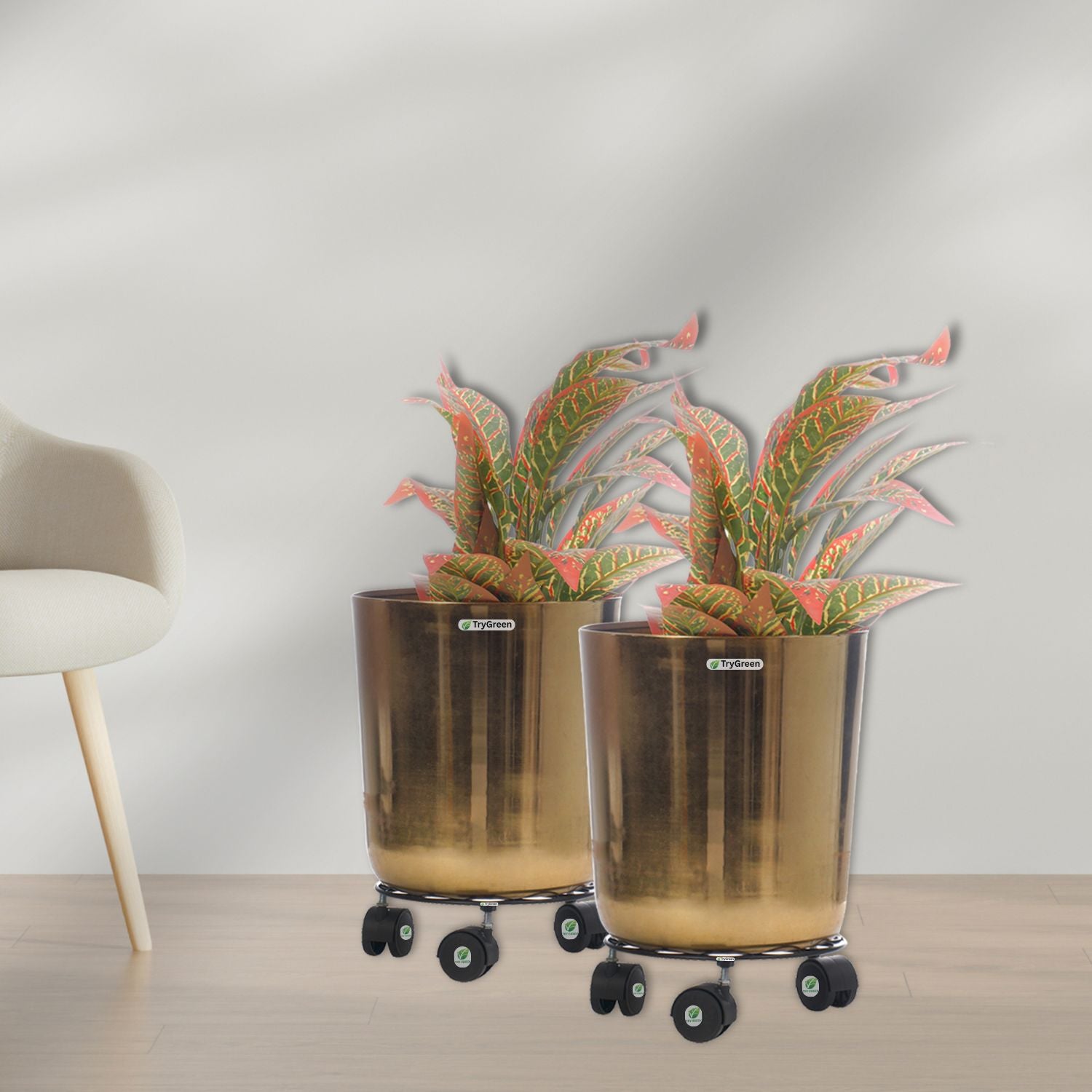 TryGreen Rings Wheel Rolling Plant Stand for Planters