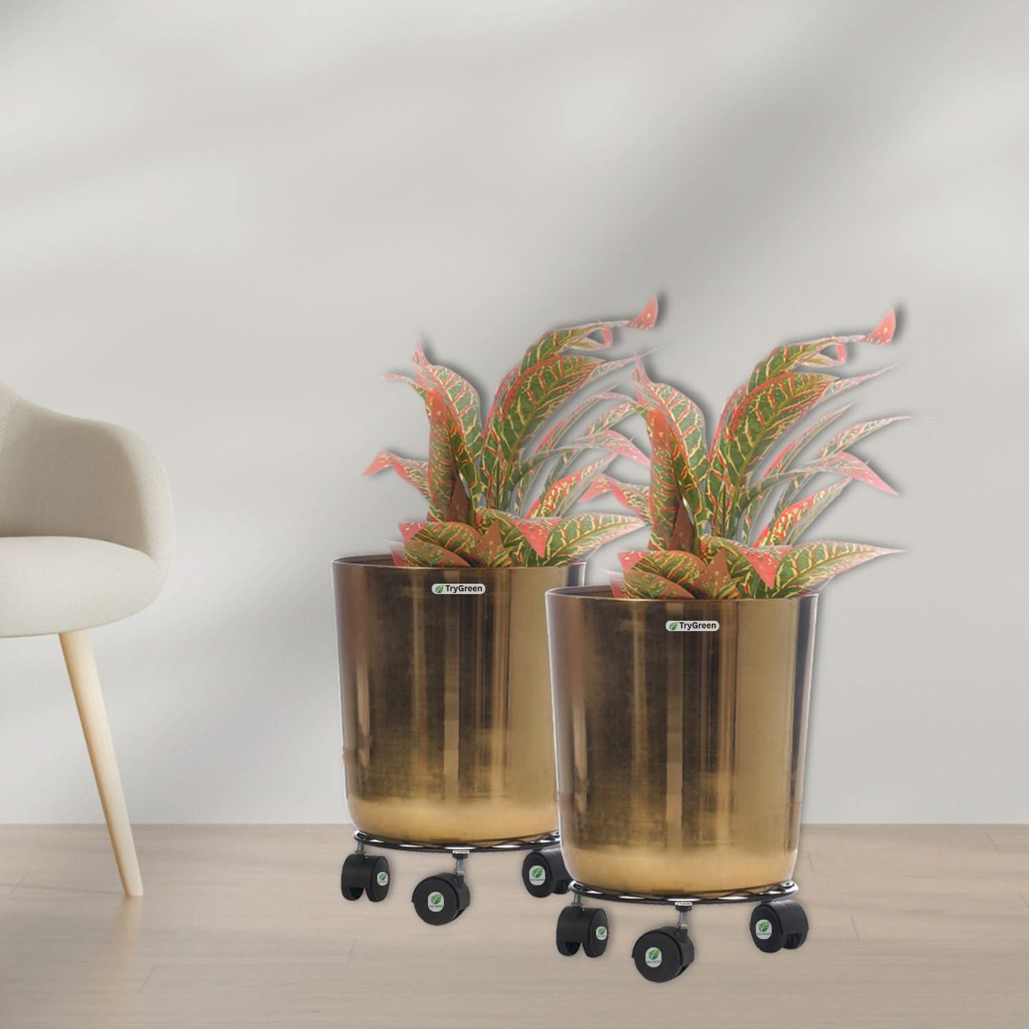 TryGreen Rings Wheel Rolling Plant Stand for Planters
