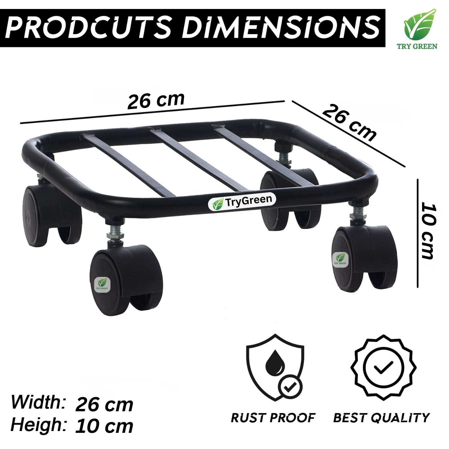TryGreen Daze Wheel Rolling Plant Stand for Planters