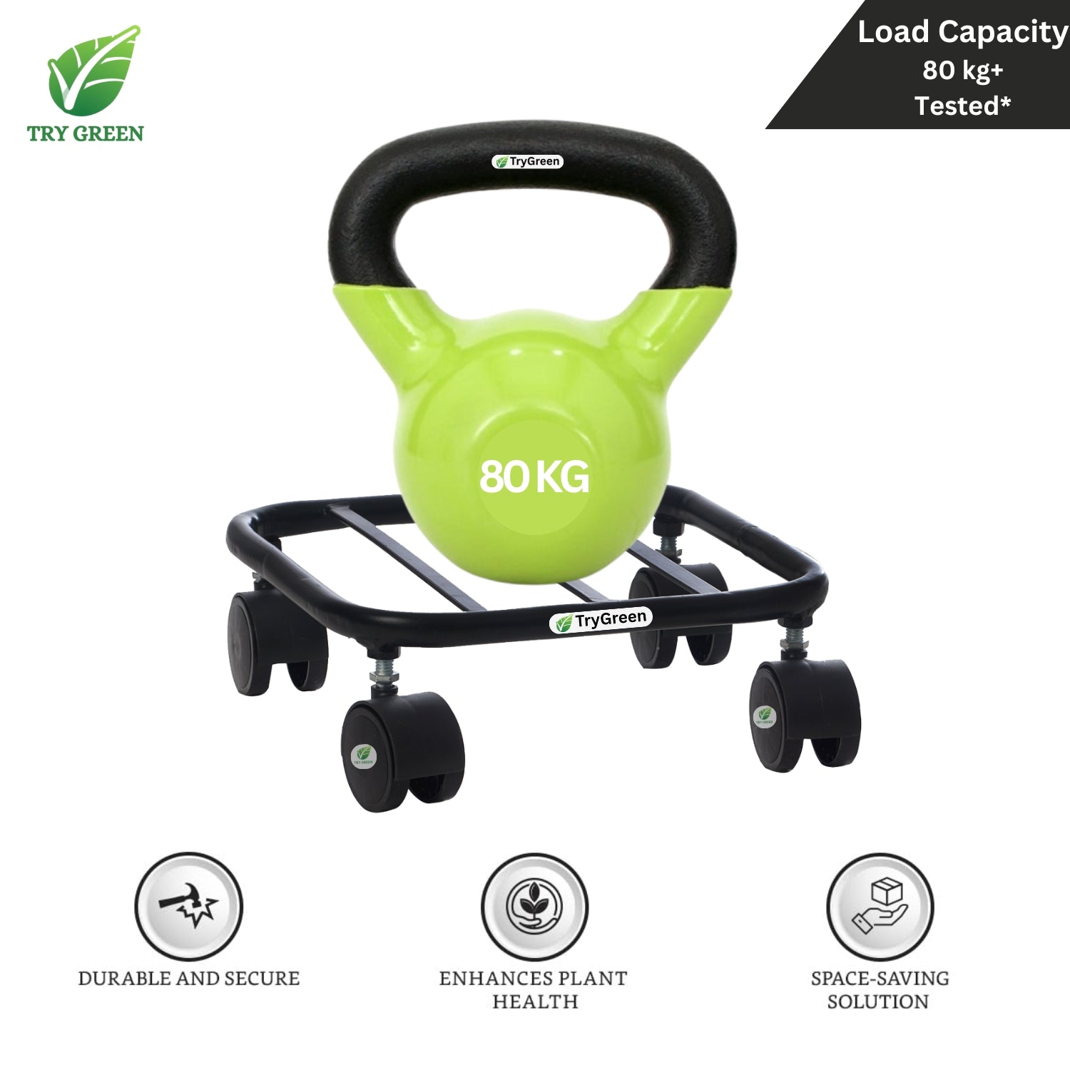 TryGreen Daze Wheel Rolling Plant Stand for Planters