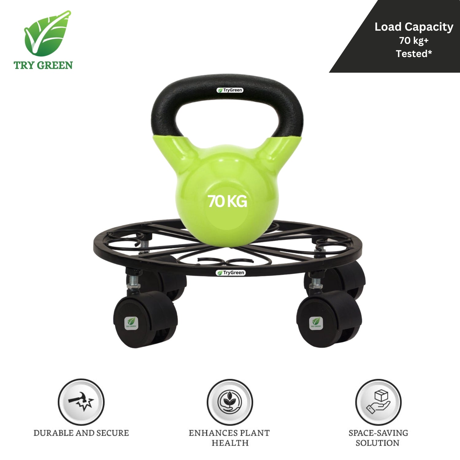 TryGreen Luna Wheel Rolling Plant Stand for Planters