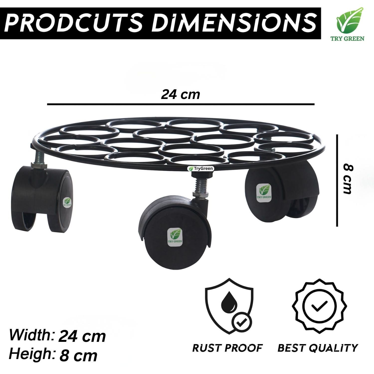 TryGreen Rings Wheel Rolling Plant Stand for Planters