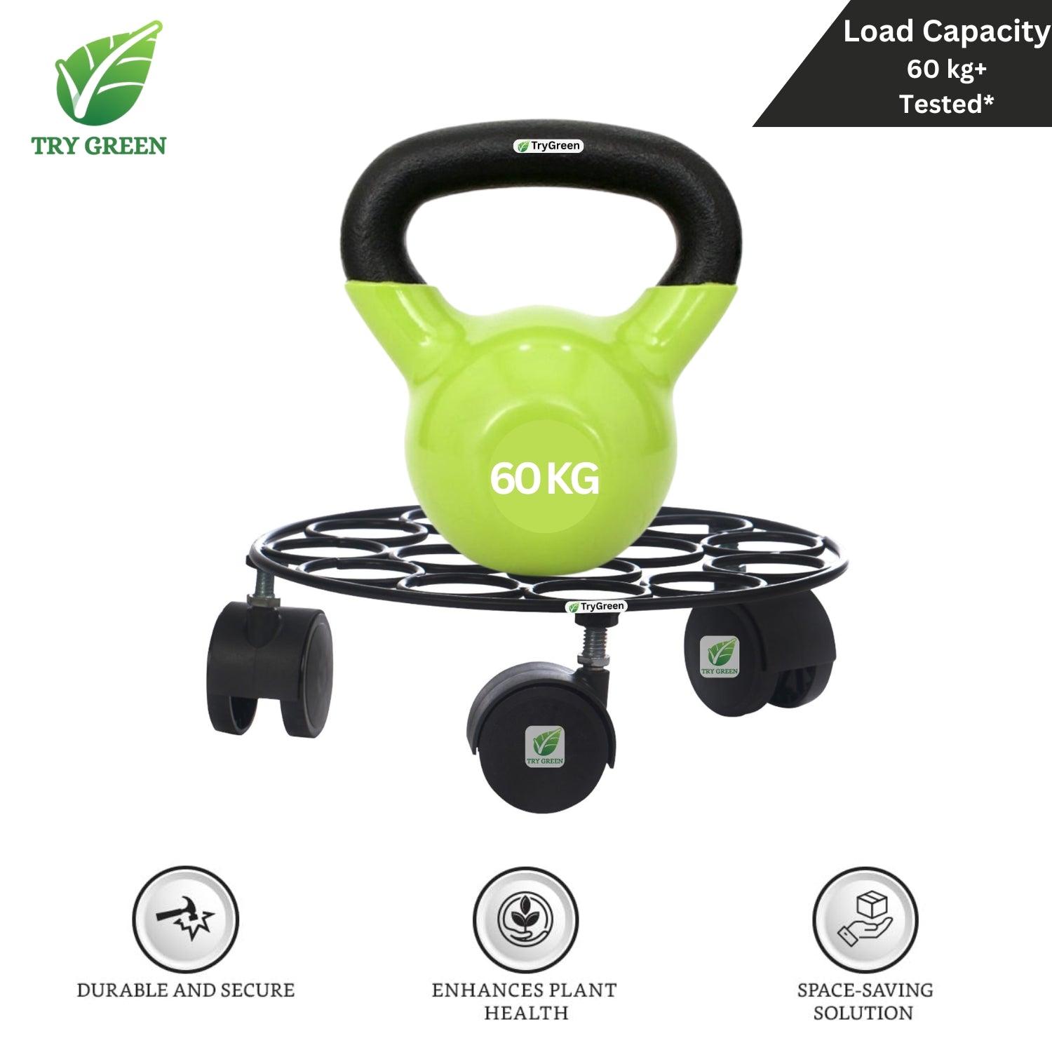 TryGreen Rings Wheel Rolling Plant Stand for Planters