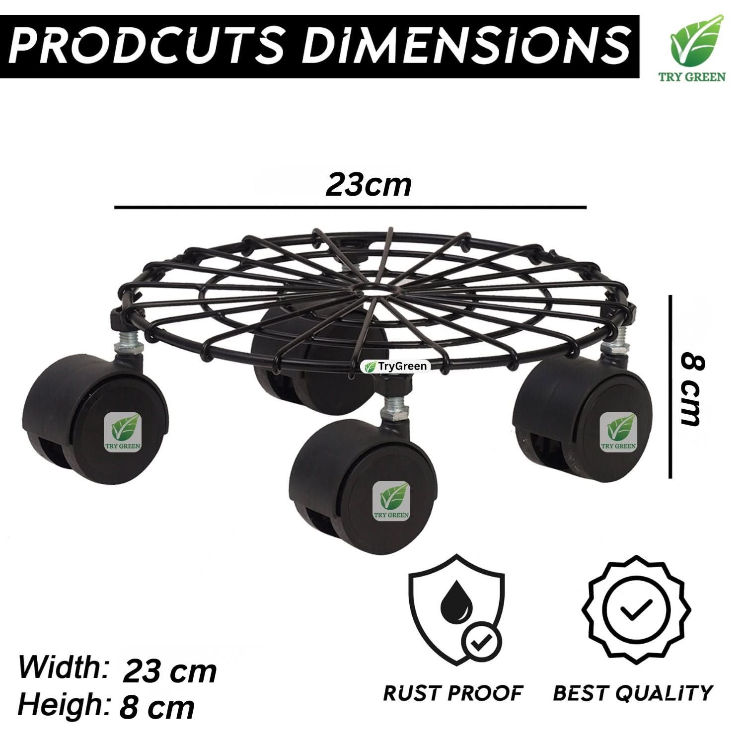 TryGreen Craby Wheel Rolling Plant Stand for Planters