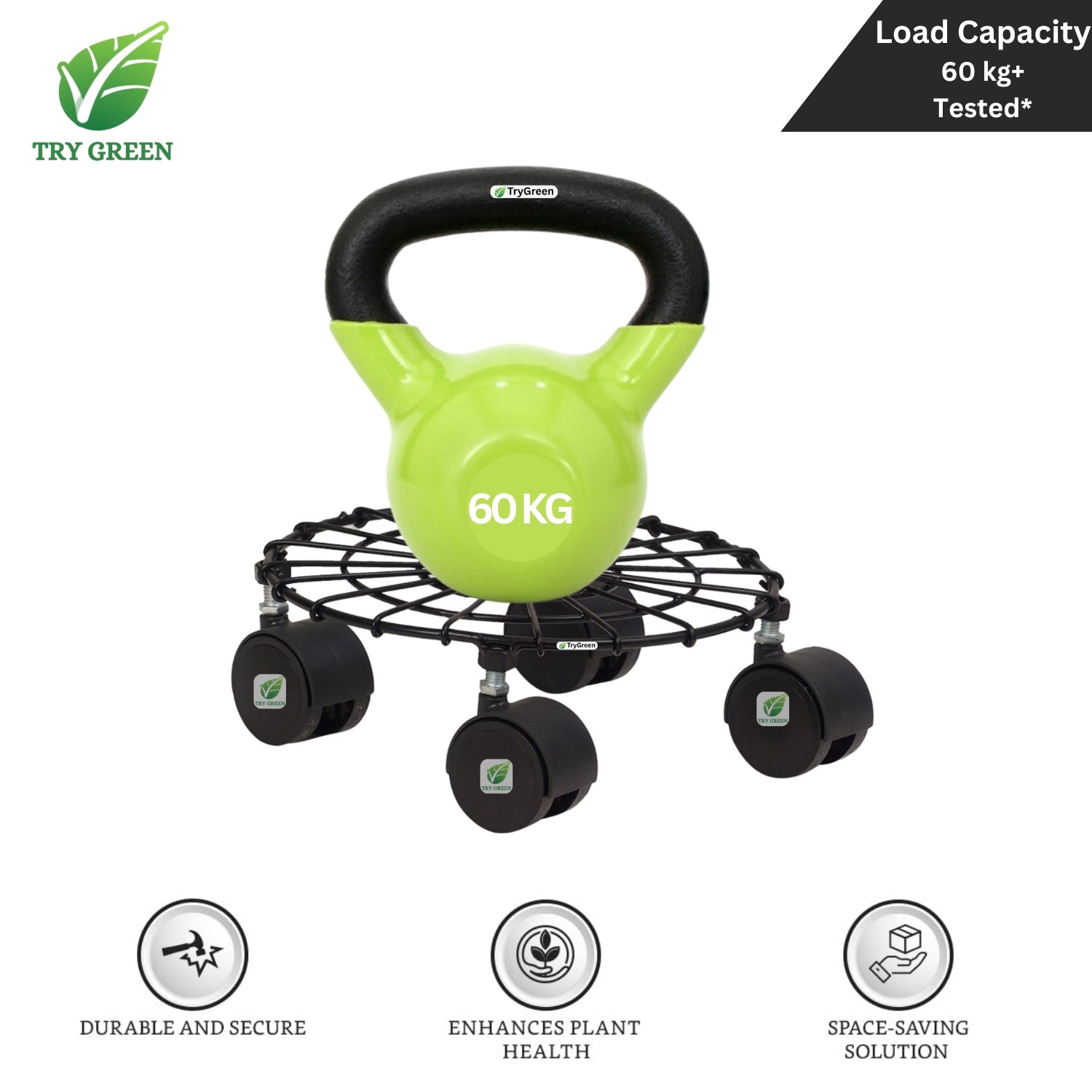 TryGreen Craby Wheel Rolling Plant Stand for Planters