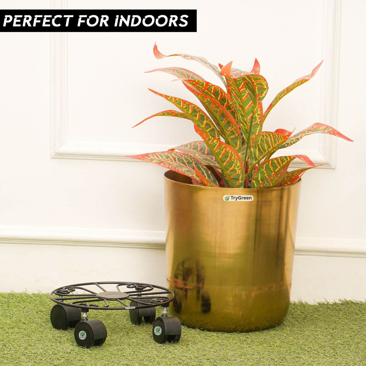 TryGreen Fyra Wheel Rolling Plant Stand for Planters