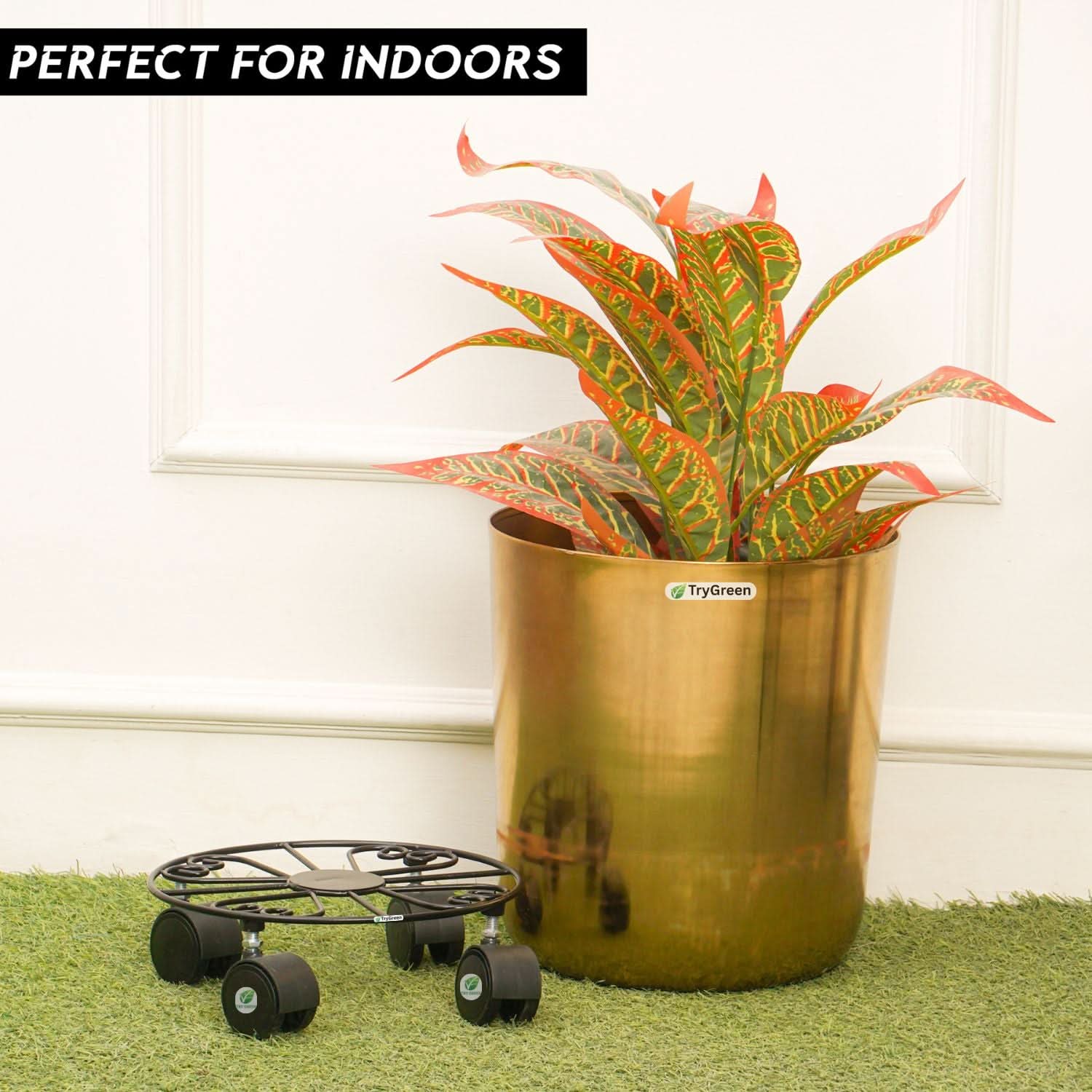 TryGreen Fyra Wheel Rolling Plant Stand for Planters