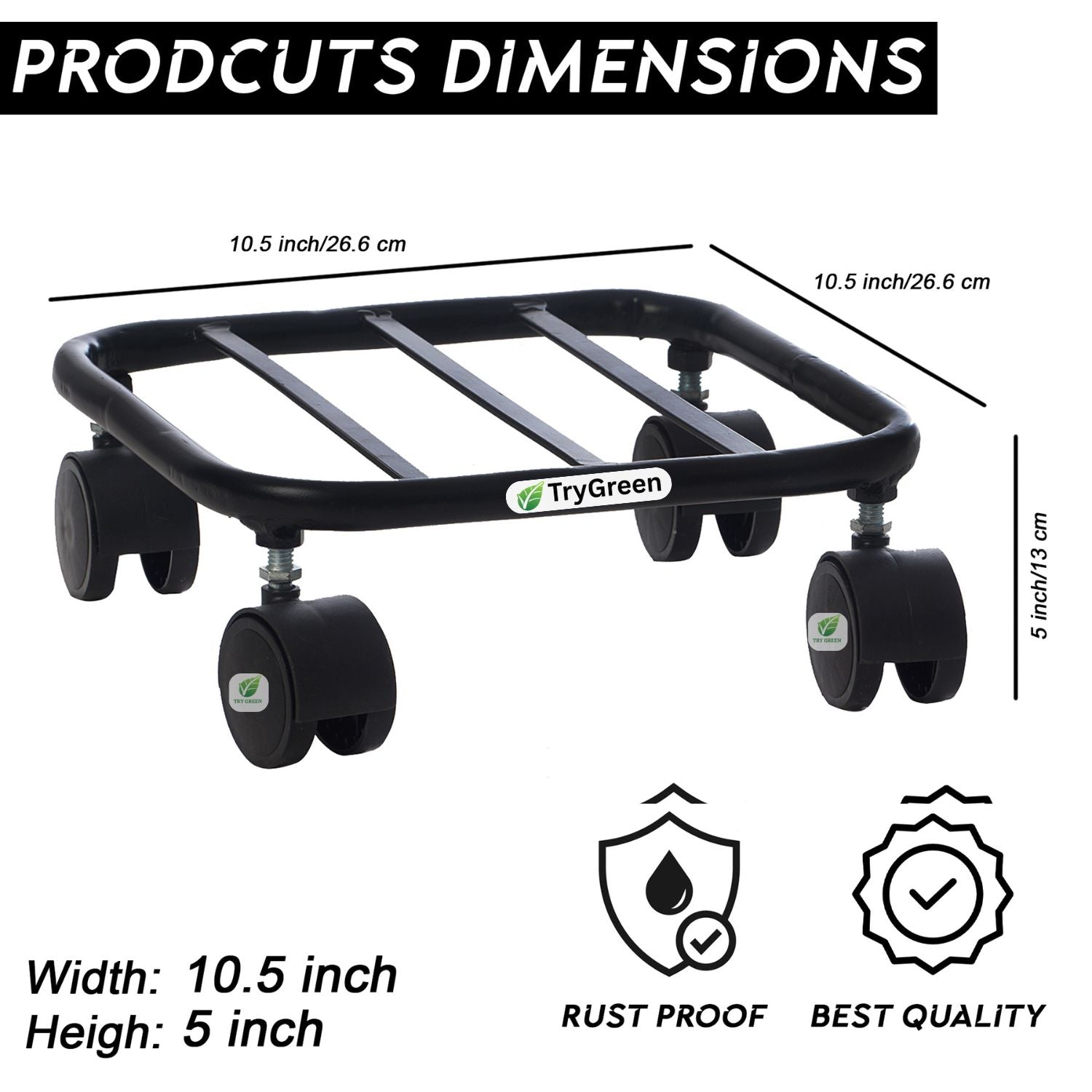 TryGreen Daze Wheel Rolling Plant Stand for Planters