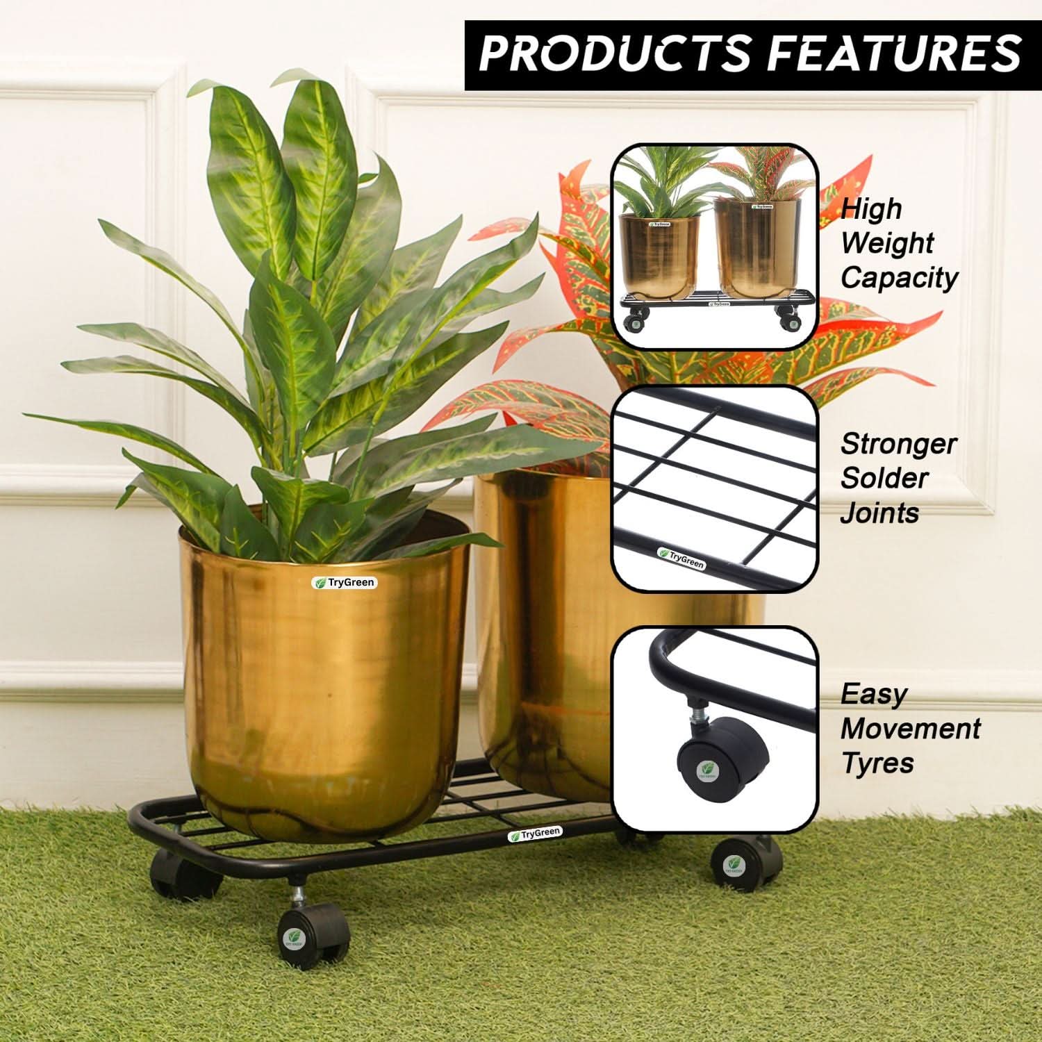 TryGreen Ivy Wheel Rolling Plant Stand for Planters