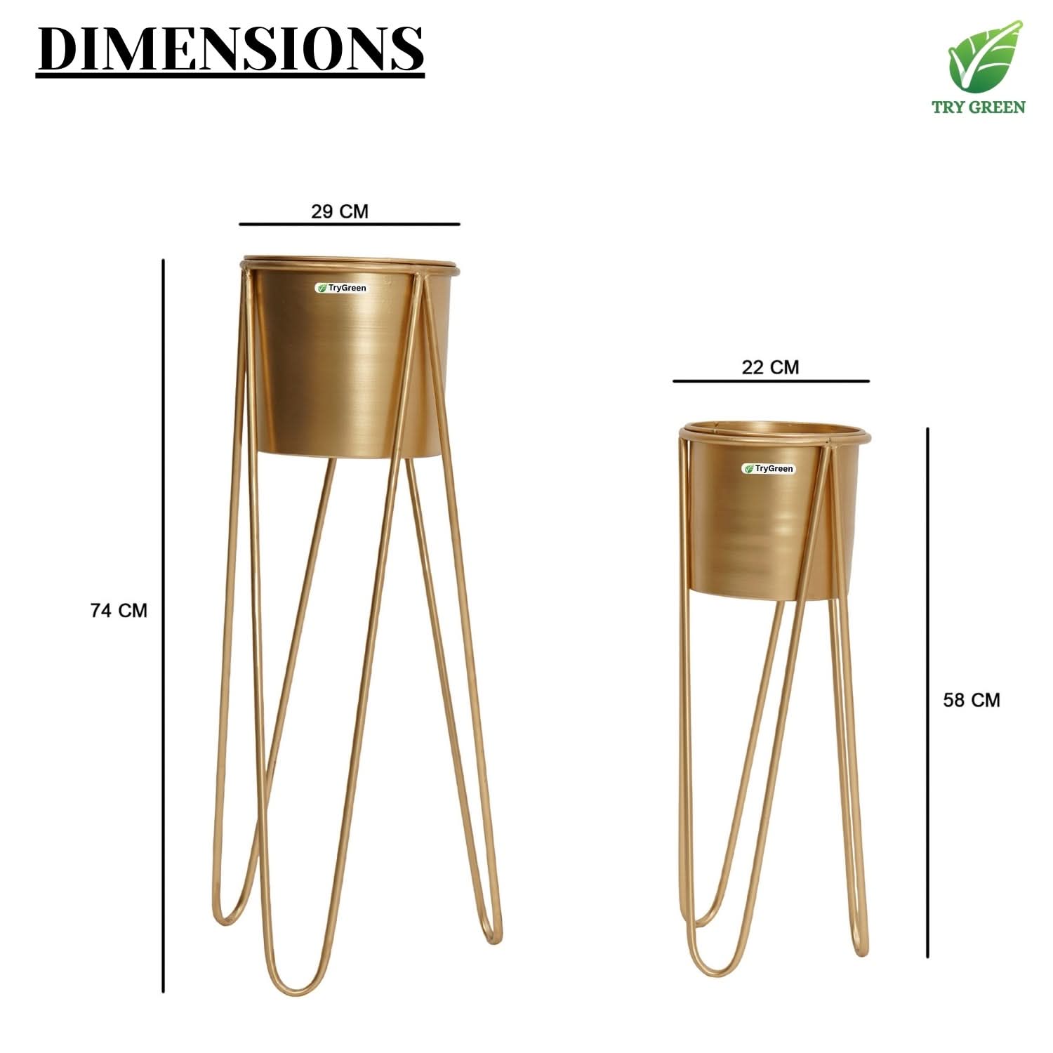 TryGreen- Strin Stylish Pots with Stands for Elegant Spaces(Gold)