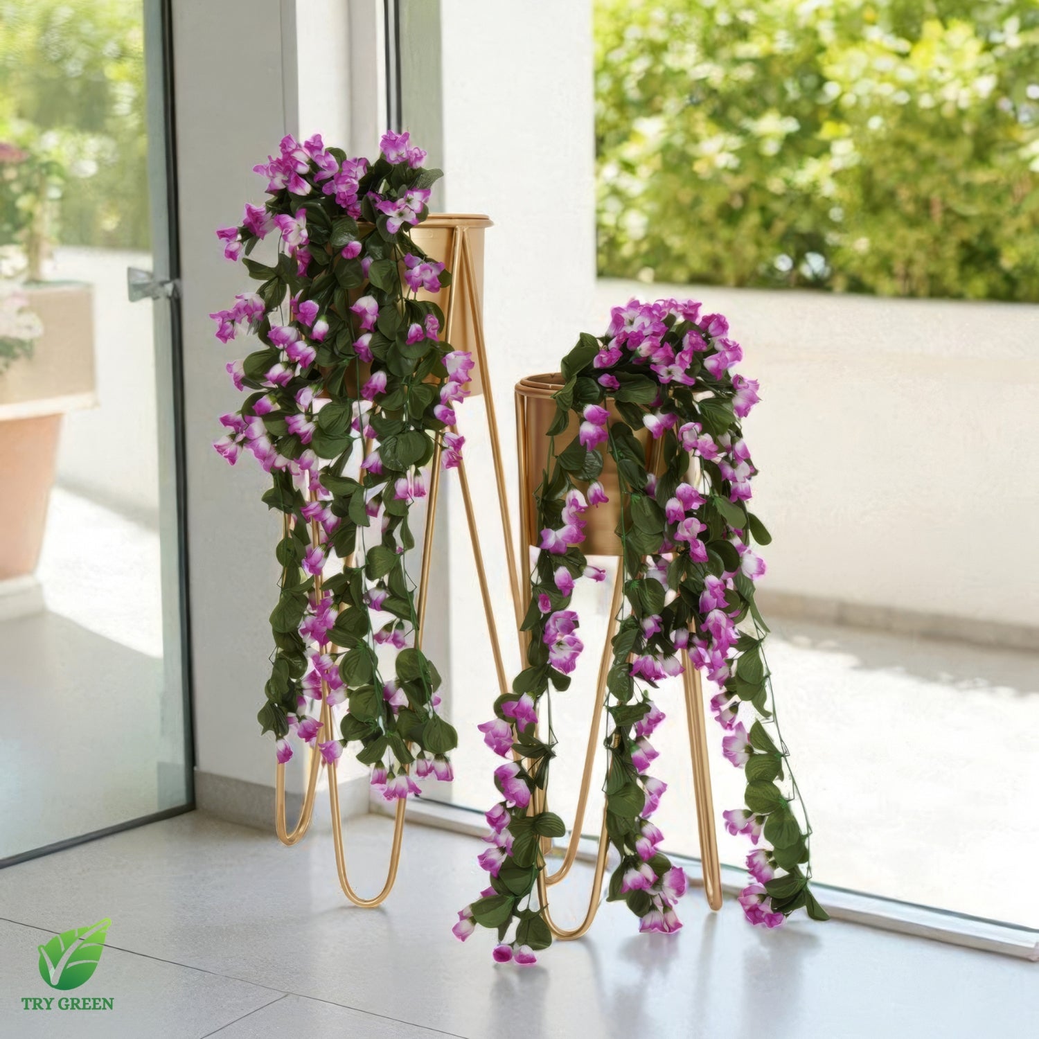 TryGreen- Strin Stylish Pots with Stands for Elegant Spaces(Gold)