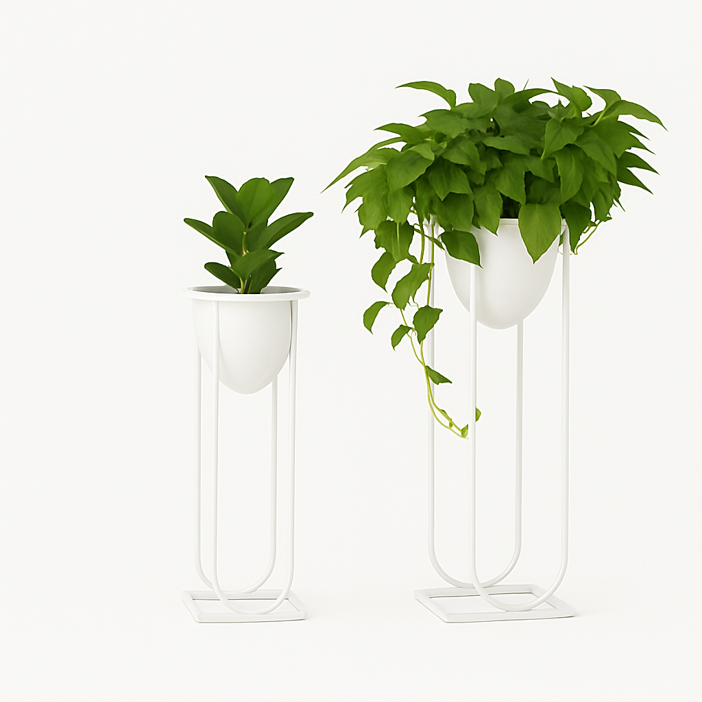 TryGreen- Flora Stylish Pots with Stands for Elegant Spaces(White)