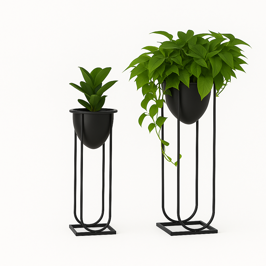 TryGreen- Flora Stylish Pots with Stands for Elegant Spaces(Black)