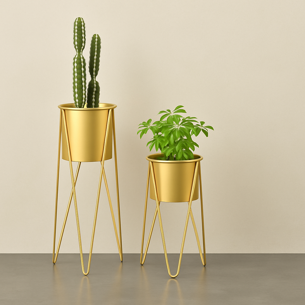 TryGreen- Strin Stylish Pots with Stands for Elegant Spaces(Gold)