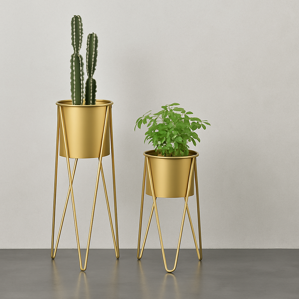 TryGreen- Strin Stylish Pots with Stands for Elegant Spaces(Gold)