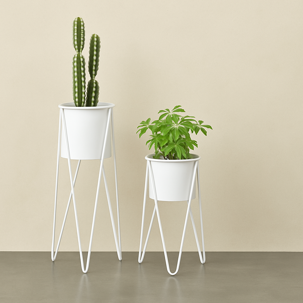 TryGreen- Strin Stylish Pots with Stands for Elegant Spaces(White)