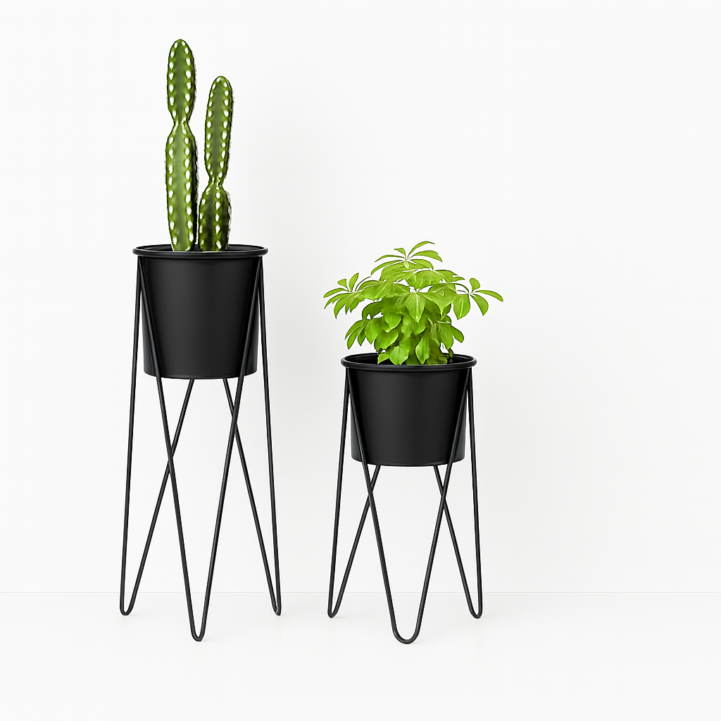 TryGreen- Strin Stylish Pots with Stands for Elegant Spaces(Black)