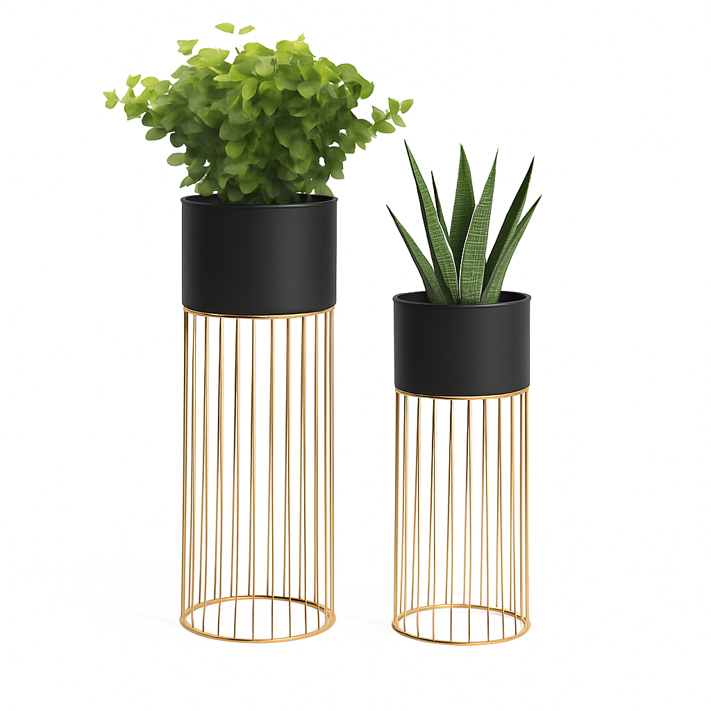 TryGreen- Tumble Stylish Pots with Stands for Elegant Spaces(Black)