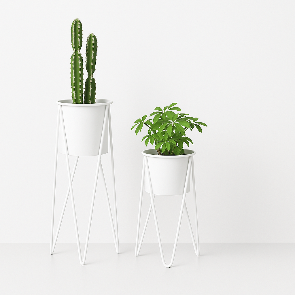 TryGreen- Strin Stylish Pots with Stands for Elegant Spaces(White)