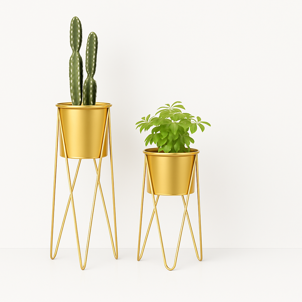 TryGreen- Strin Stylish Pots with Stands for Elegant Spaces(Gold)