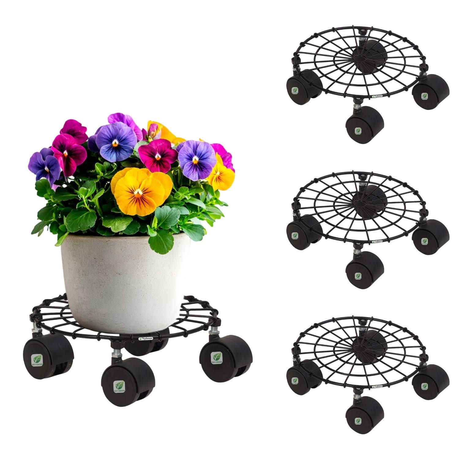 TryGreen Craby Wheel Rolling Plant Stand for Planters