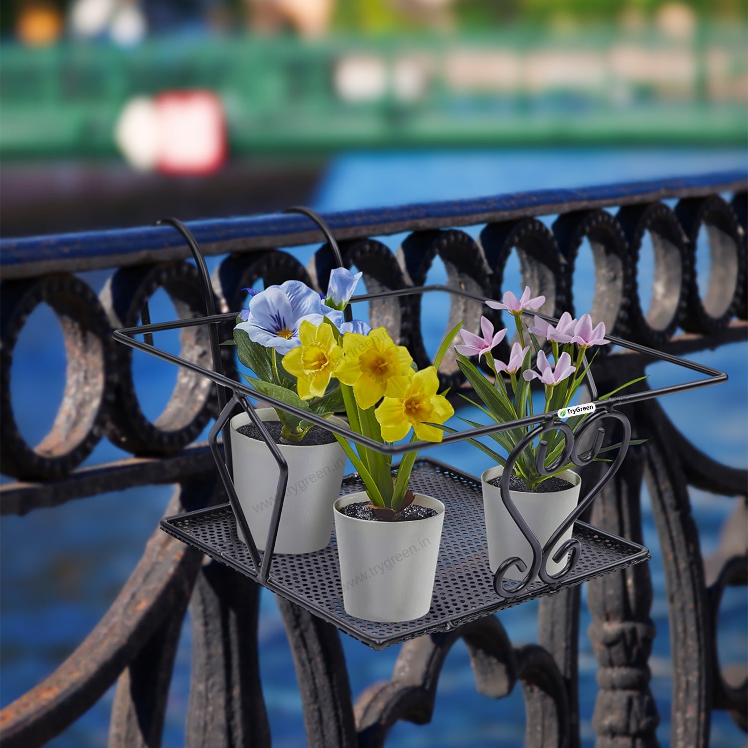 TryGreen – Ragro Metal Railing Stand for Balcony & Railing Decor