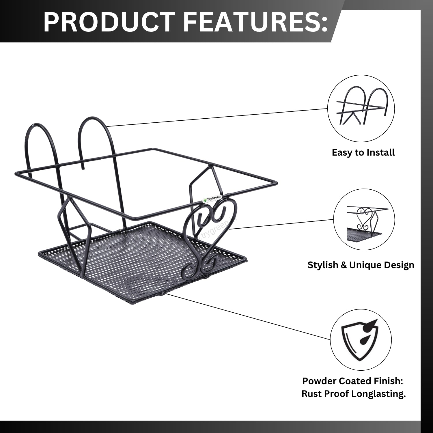 TryGreen – Ragro Metal Railing Stand for Balcony & Railing Decor