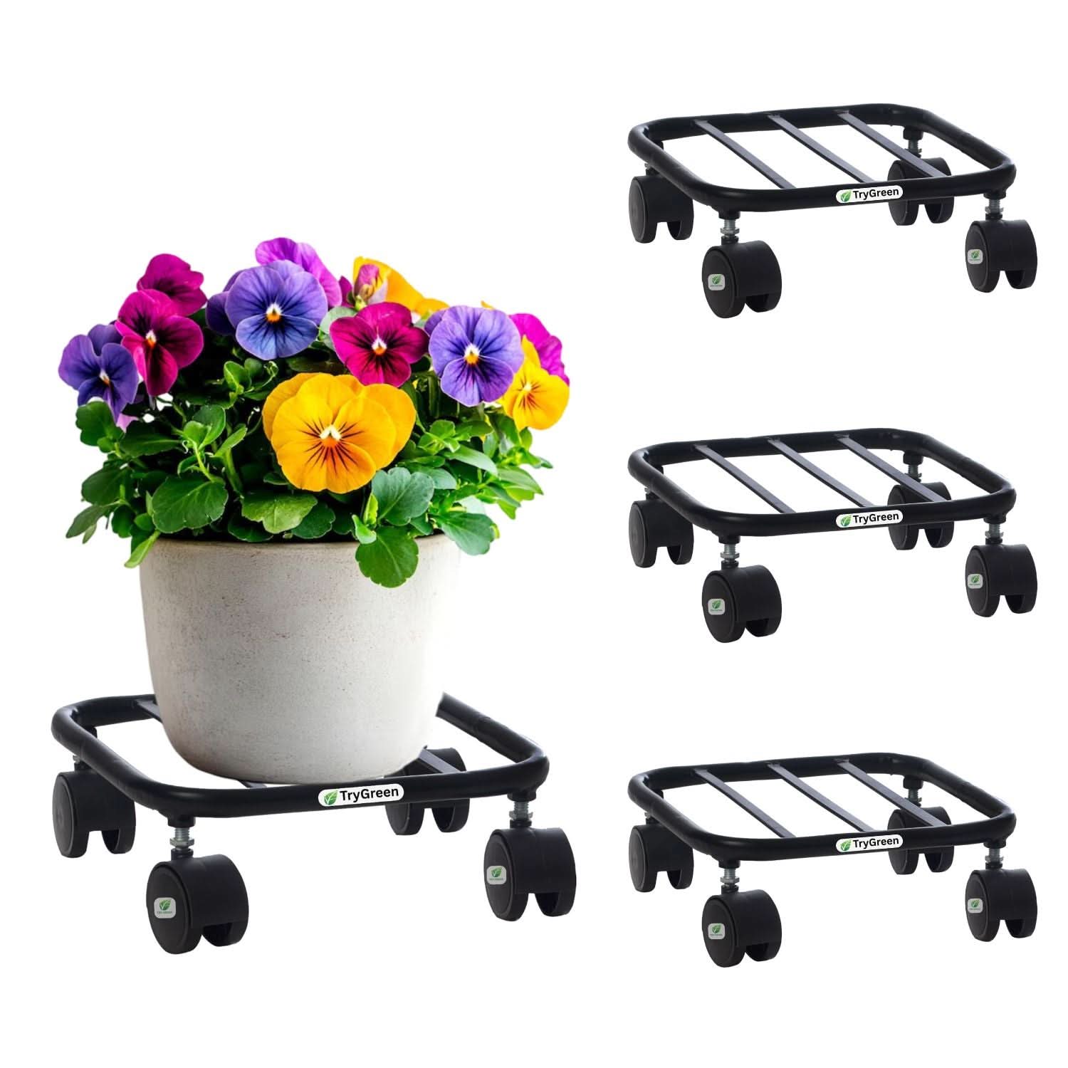 TryGreen Daze Wheel Rolling Plant Stand for Planters