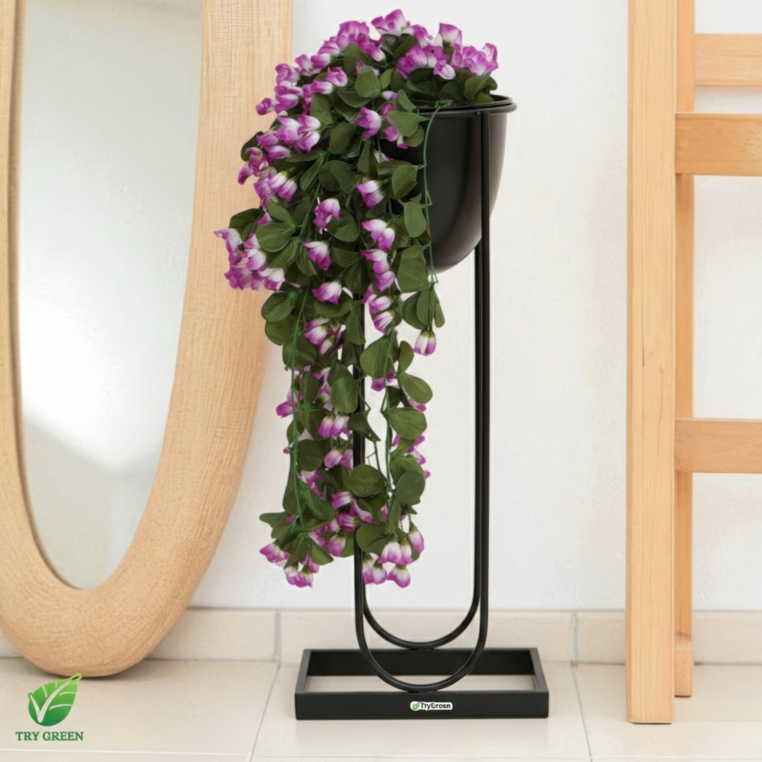 TryGreen- Flora Stylish Pots with Stands for Elegant Spaces(Black)