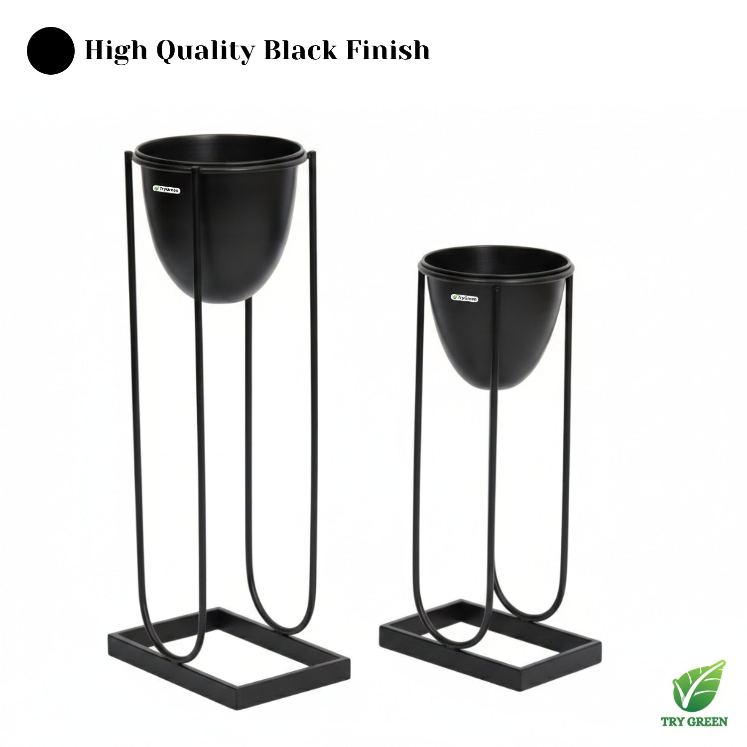 TryGreen- Flora Stylish Pots with Stands for Elegant Spaces(Black)