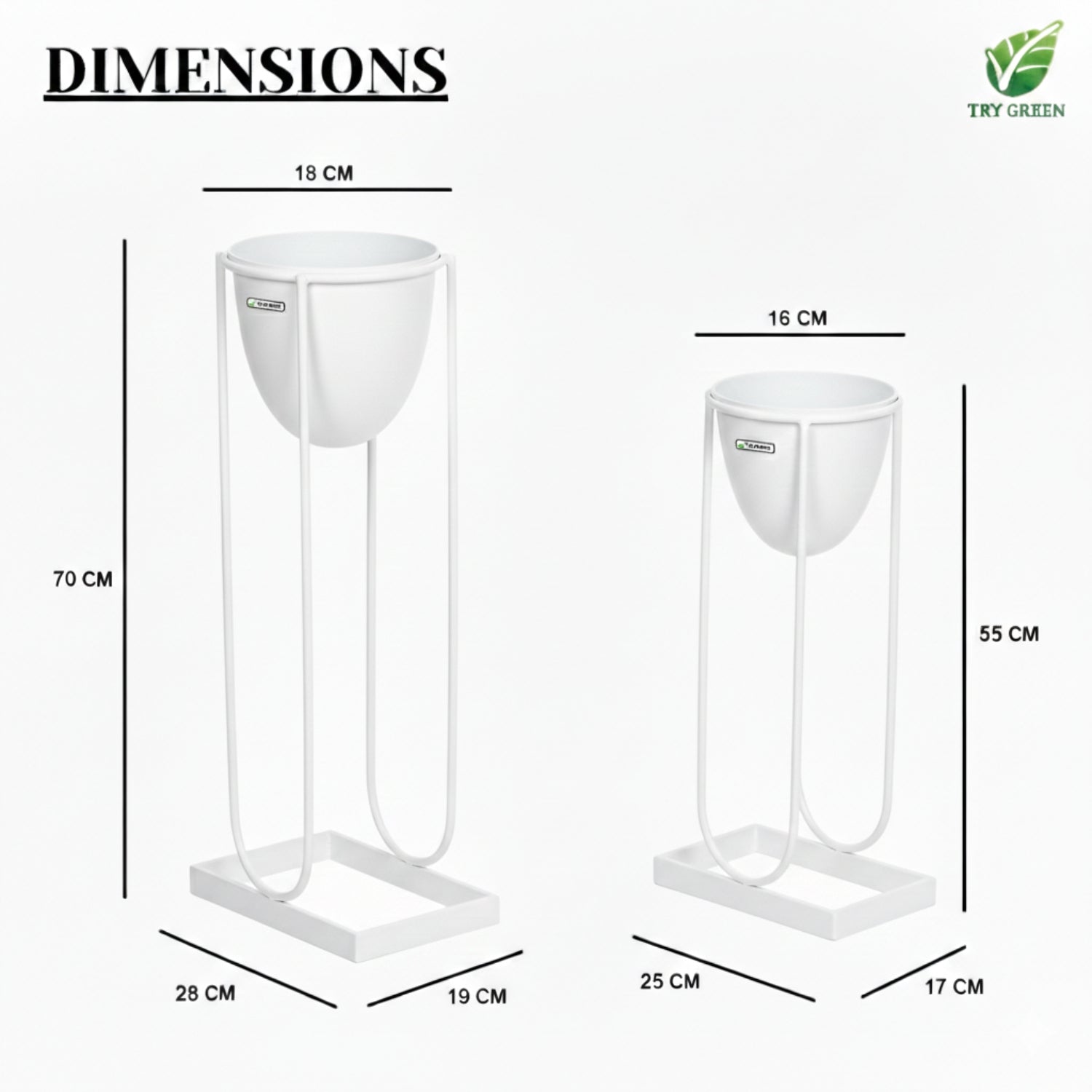 TryGreen- Flora Stylish Pots with Stands for Elegant Spaces(White)