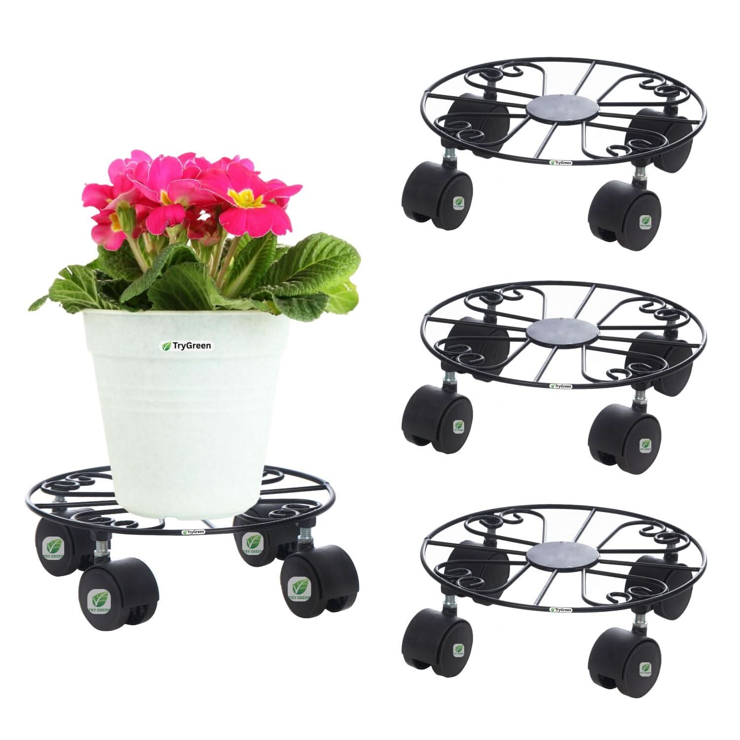 TryGreen Fyra Wheel Rolling Plant Stand for Planters