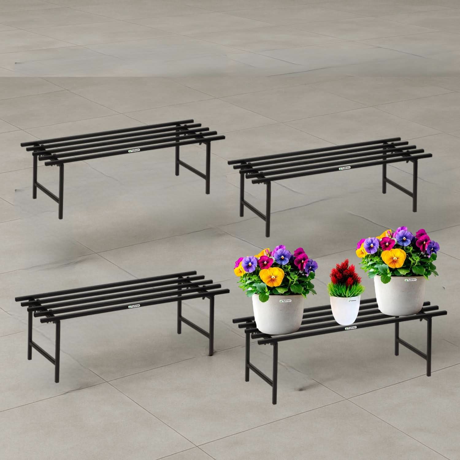 TryGreen Hexa Metal Pot Stands for Planters