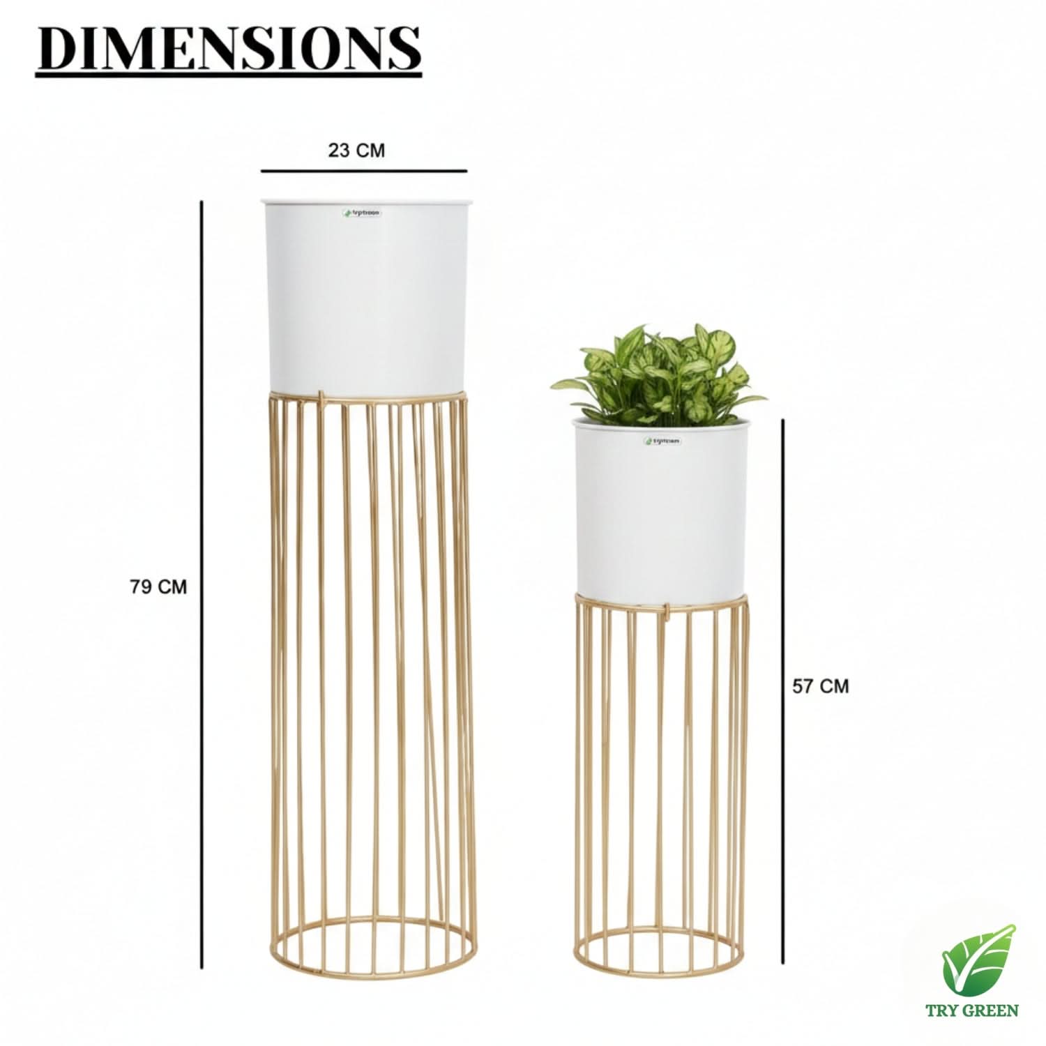 TryGreen- Tumble Stylish Pots with Stands for Elegant Spaces(White)