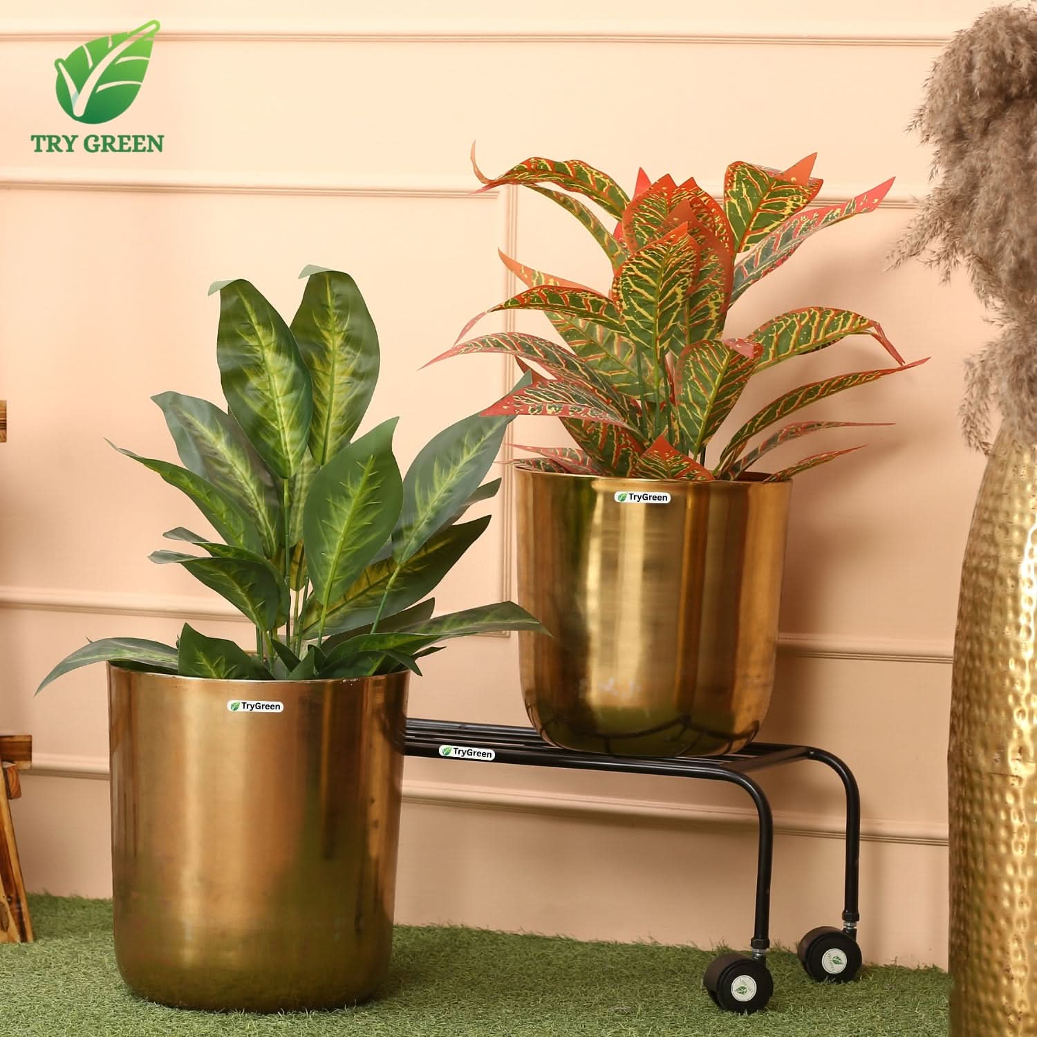 TryGreen Plux Wheel Rolling Plant Stand for Planters