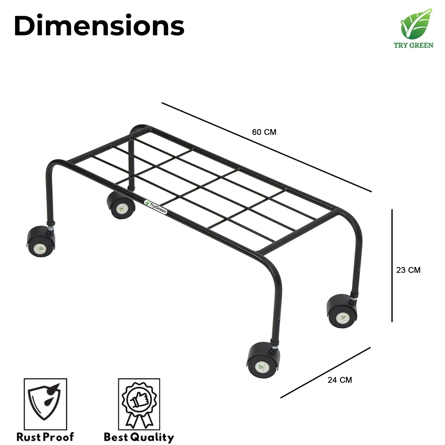 TryGreen Plux Wheel Rolling Plant Stand for Planters