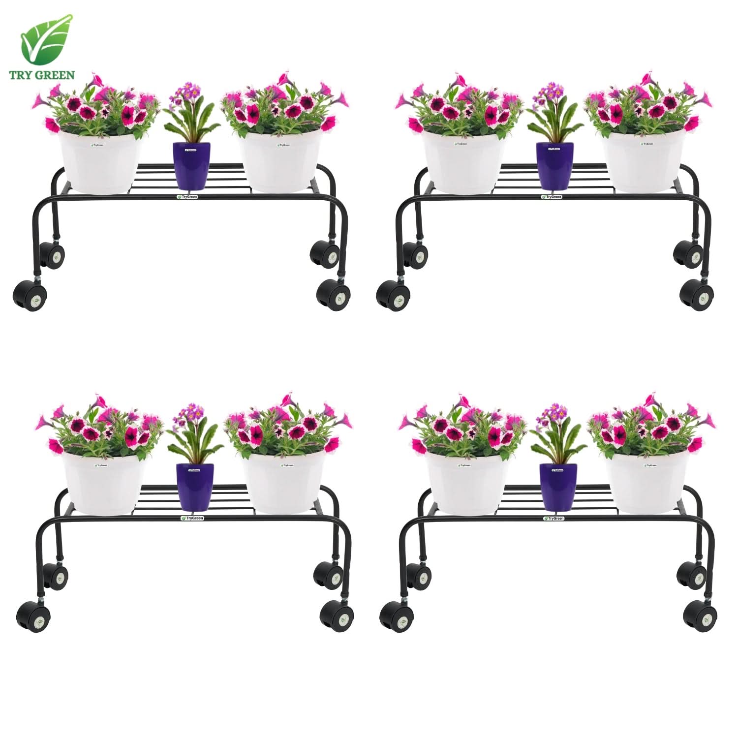 TryGreen Plux Wheel Rolling Plant Stand for Planters