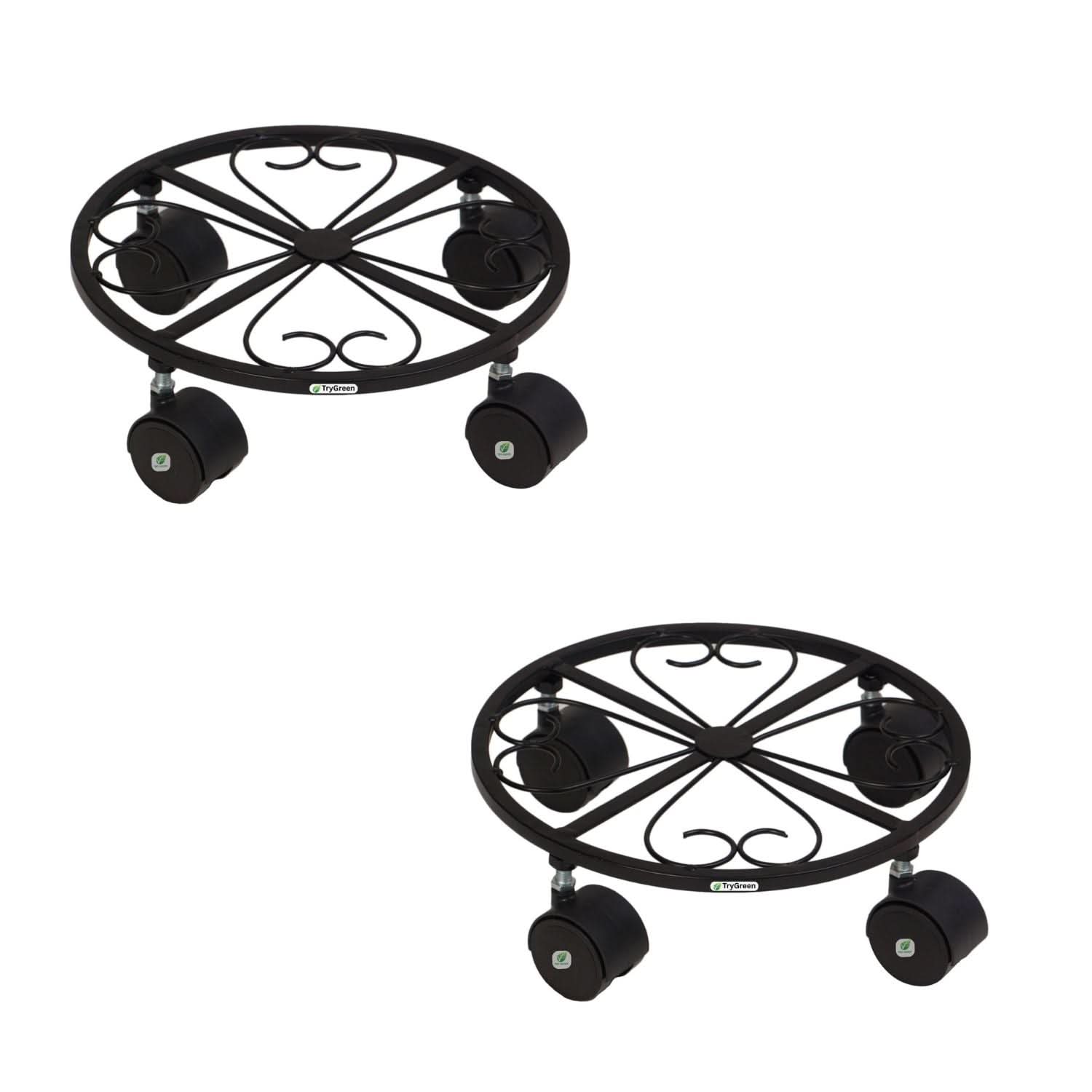 TryGreen Luna Wheel Rolling Plant Stand for Planters