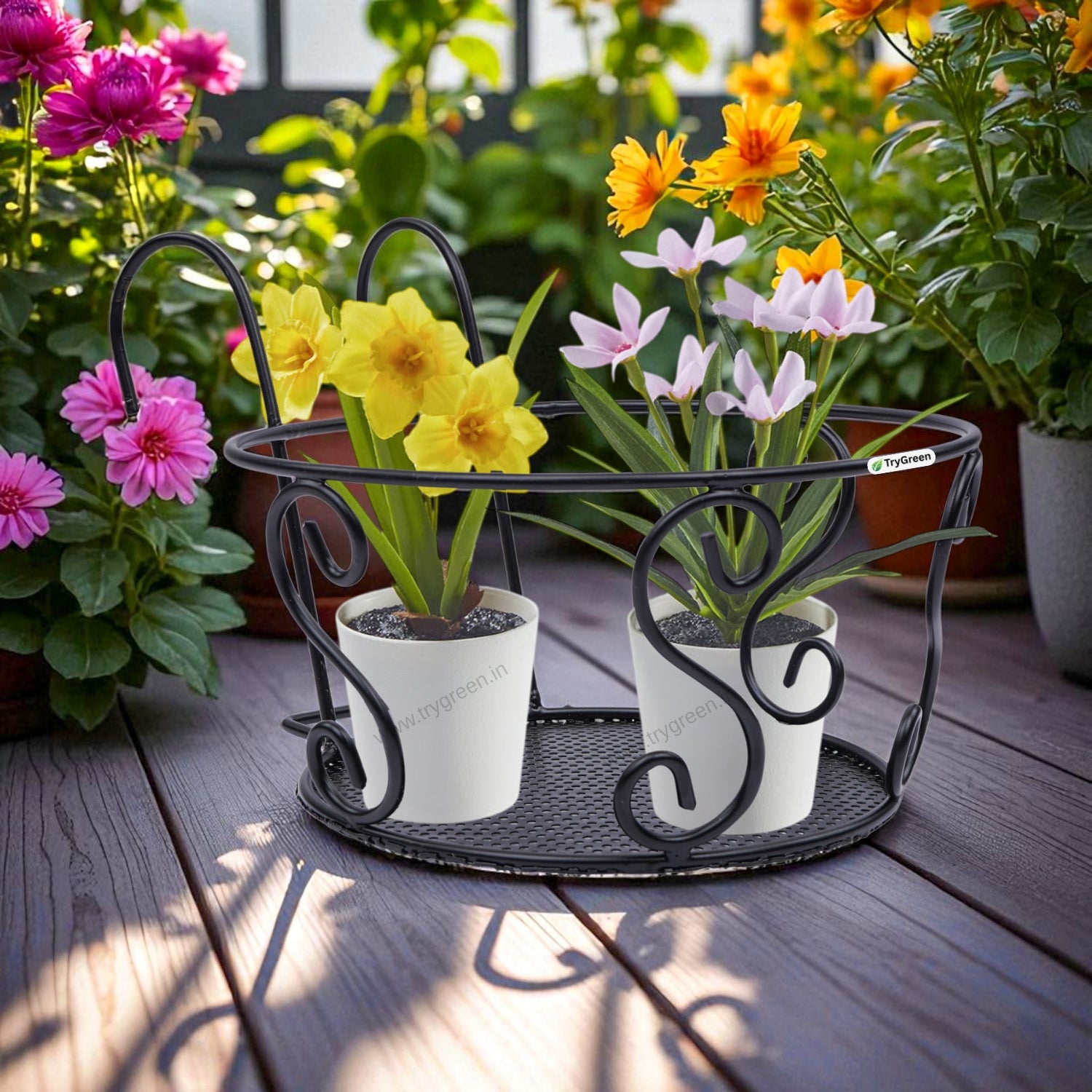 TryGreen – Owra Metal Railing Stand for Balcony & Railing Decor