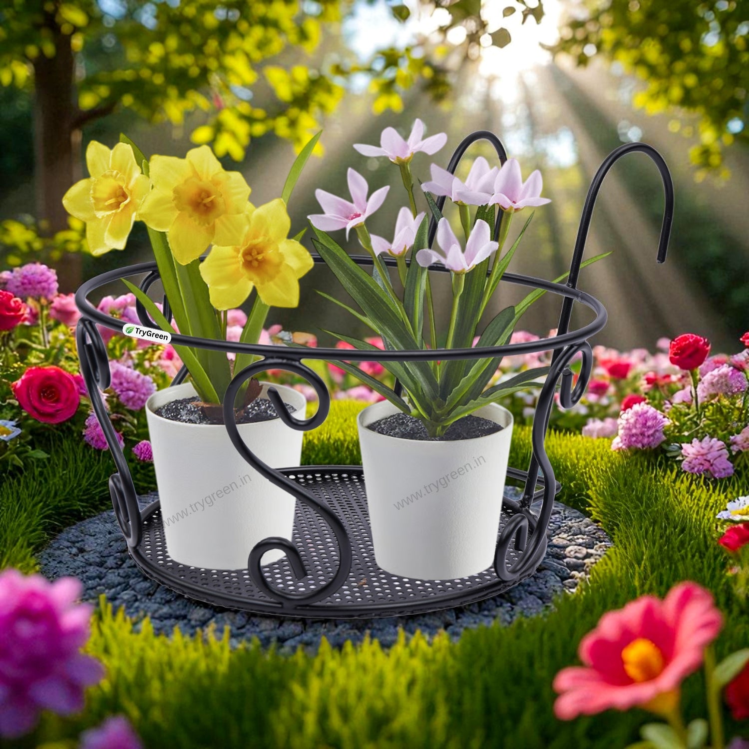 TryGreen – Owra Metal Railing Stand for Balcony & Railing Decor