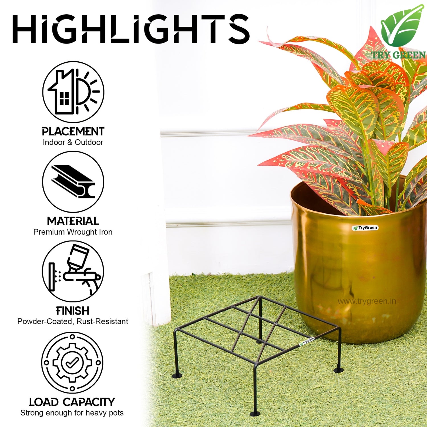 TryGreen Fiel Pot Stands for Home and Garden Decor