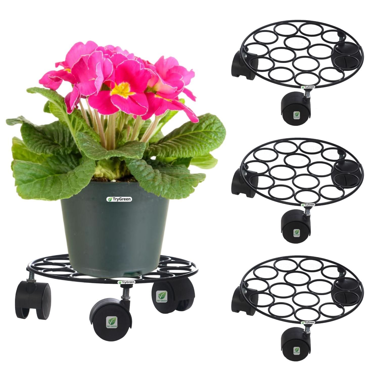 TryGreen Rings Wheel Rolling Plant Stand for Planters