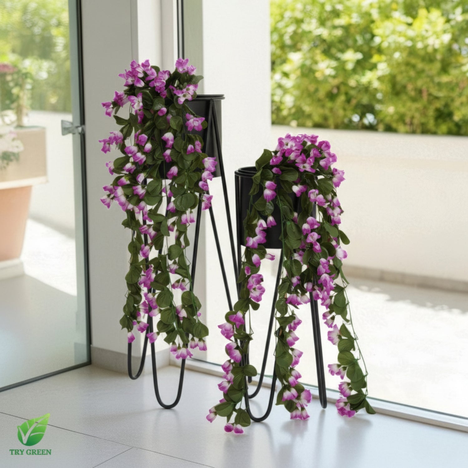 TryGreen- Strin Stylish Pots with Stands for Elegant Spaces(Black)