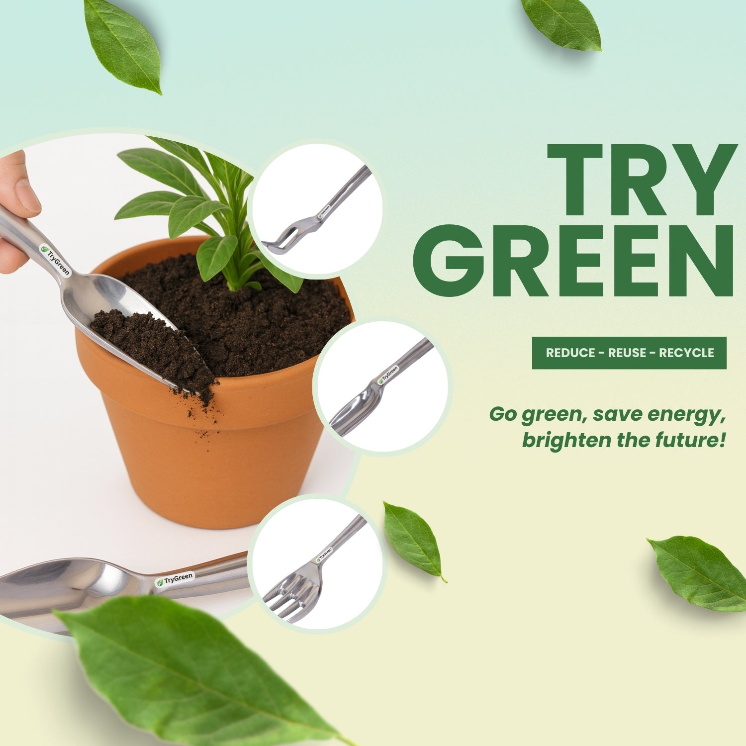 TryGreen Alum Tool Kit for Plants in Wooden Box