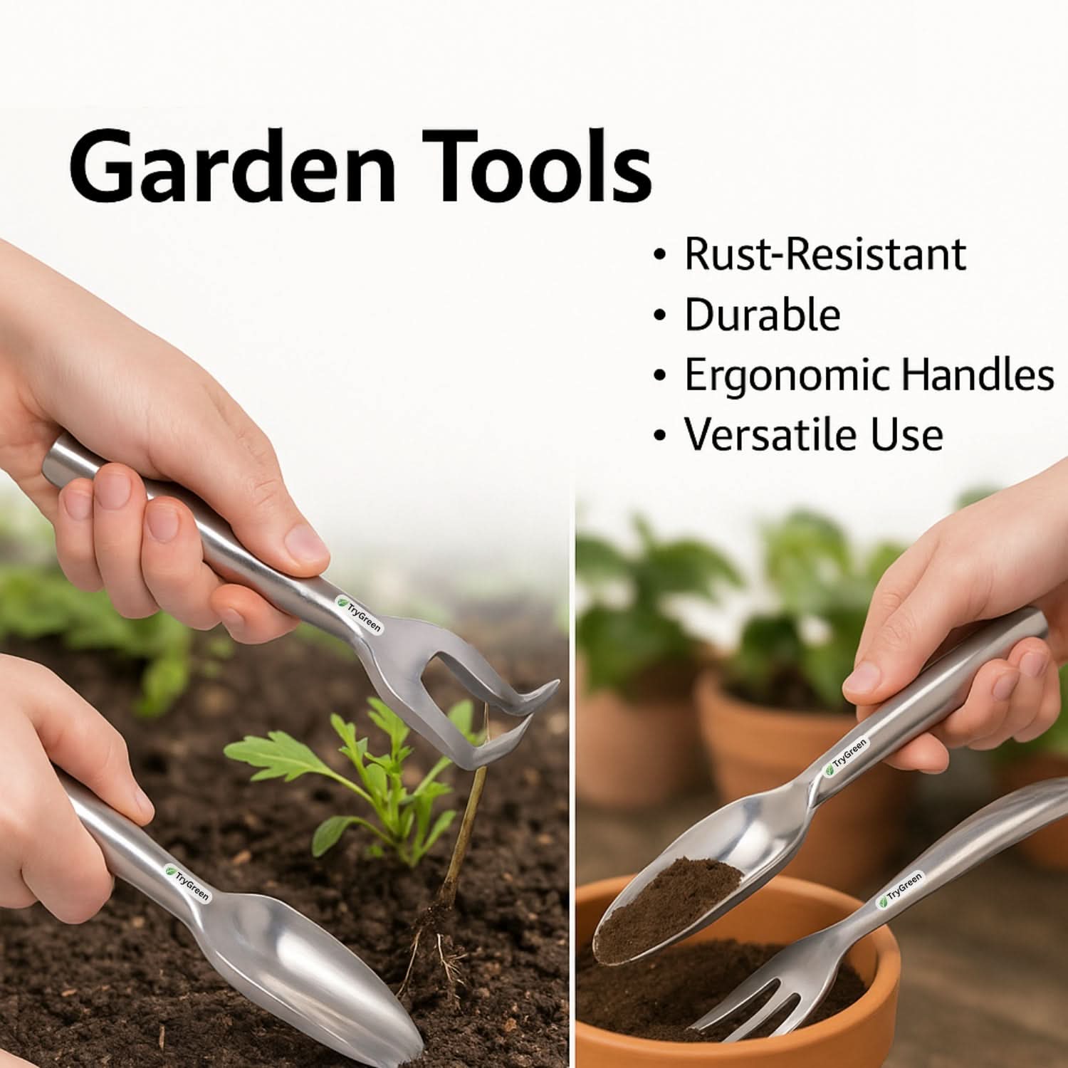 TryGreen Alum Tool Kit for Plants in Wooden Box