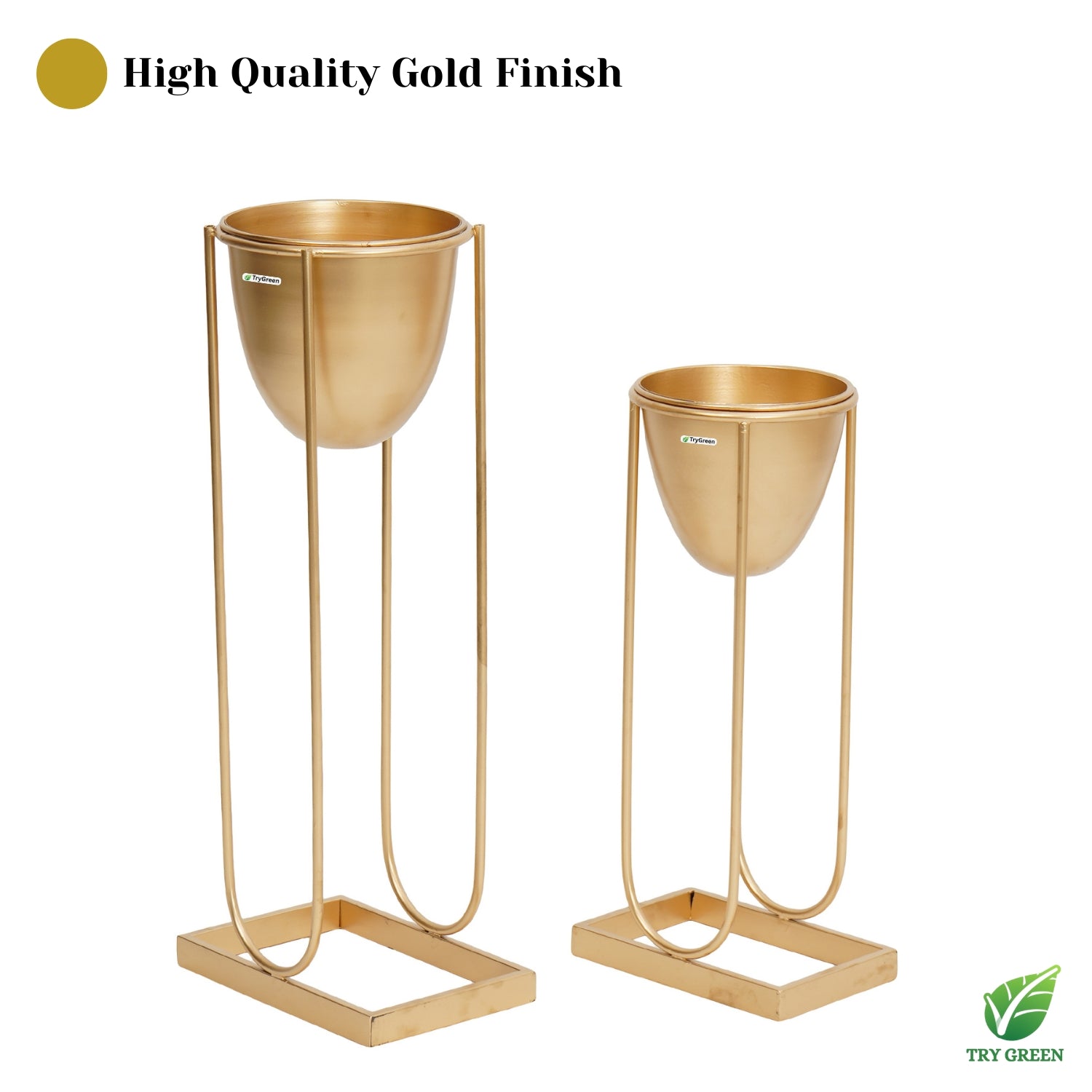 TryGreen- Flora Stylish Pots with Stands for Elegant Spaces(Gold)